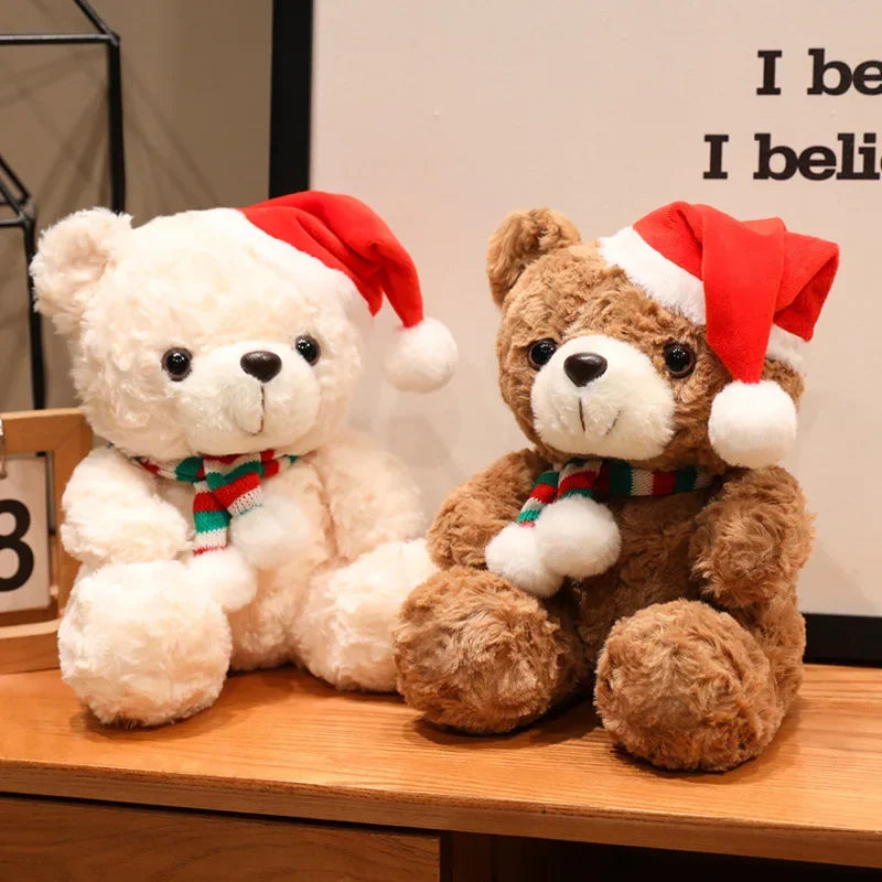 Lovely Cartoon Christmas Scarf Bear Penguin Soft Stuffed Elk Teddy Bear Doll Plush Toy Decoration Girl Boy Kids Christmas Gift