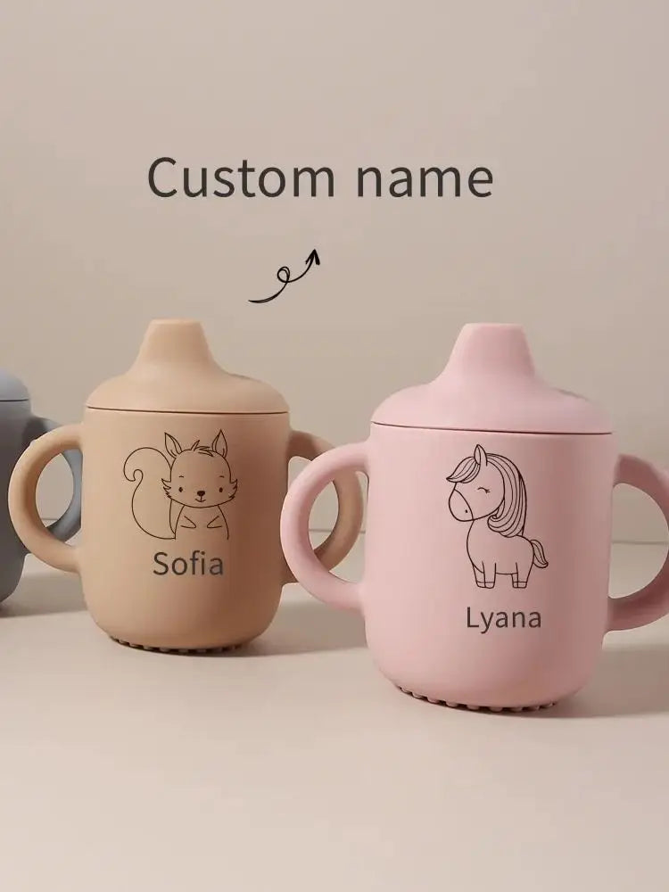 Personalized Baby Silicone Sippy Cup with Name – Custom Toddler Water Bottle