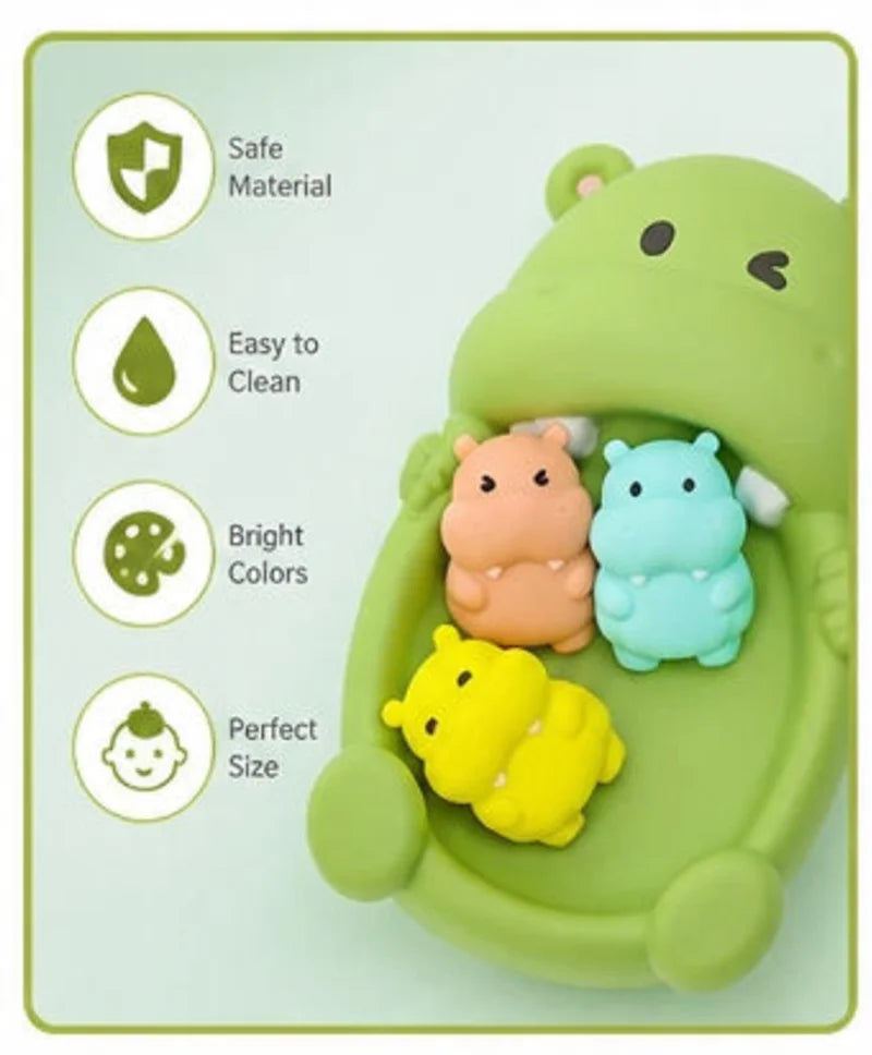 Bath Toys, Floating Teether for Infants, Soft Silicone Squeeze Toys, Sensory Bathtime Set for Newborns, Cute Animal Bath Buddies