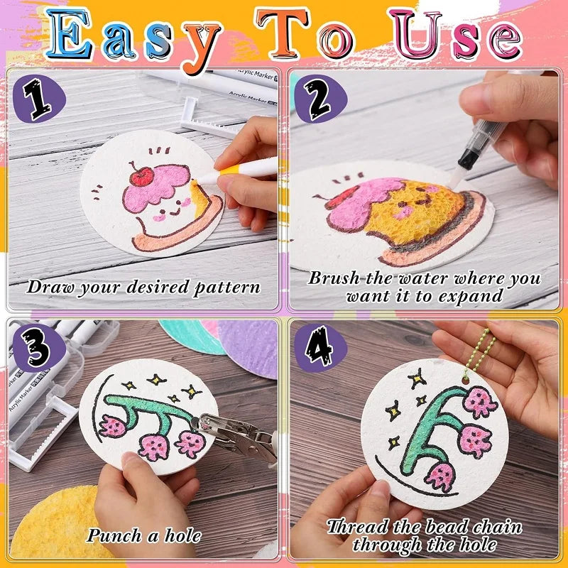 3D Drawing Magic Canvas Sponge Texture Paint Kit For Kids DIY Drawing Art Educational Craft Sponge Canvas Board Handicraft Toy