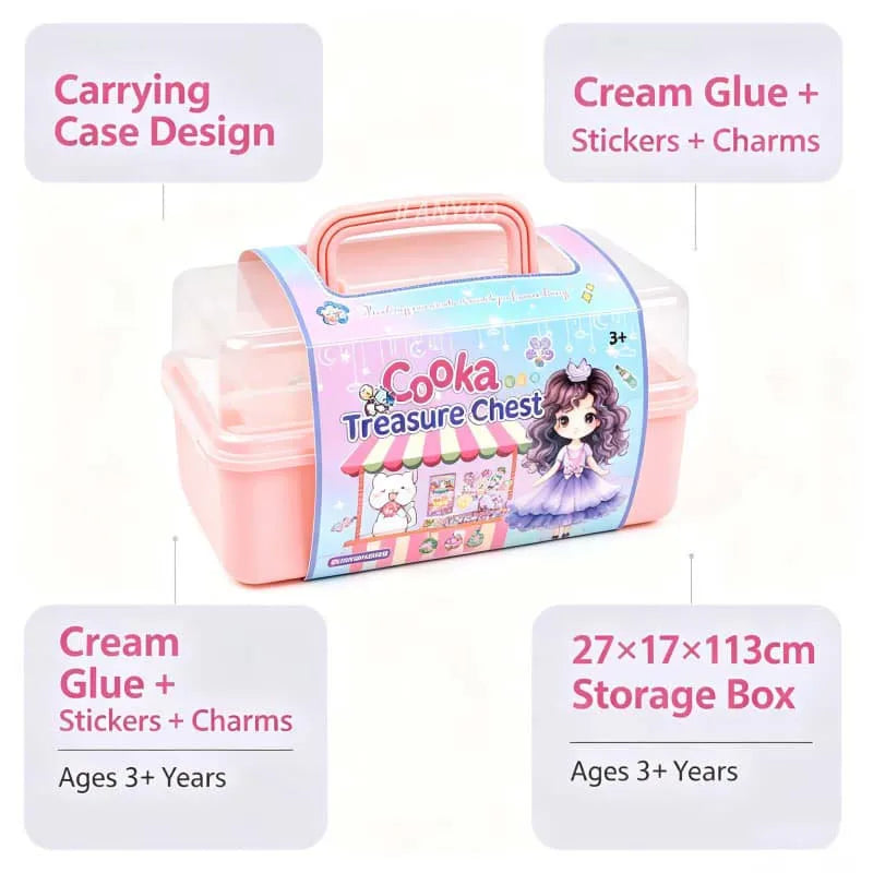 Guka DIY Craft Box for Girls Cream Glue Sticker Card Making Kit with Hair Clips Keychains Creative Handmade Birthday Gift Kit