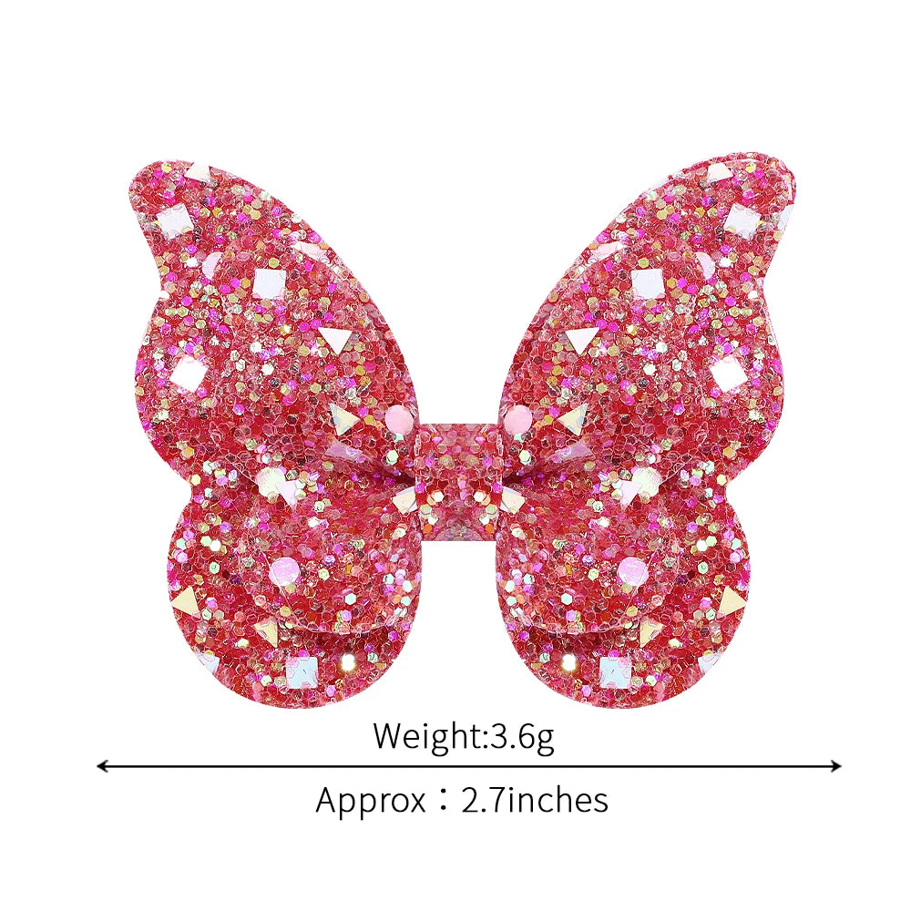 40Pcs Random Color Sparkling Bow Hair Clips Girls Lovely Butterfly Hairgripes Boutique Kids Hair Accessories