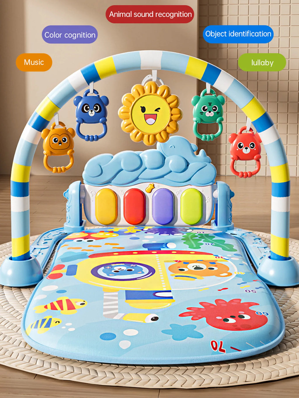 Baby Fitness Stand Music Play Gym Activity Toys Newborn Piano Crawling Blanket Pedal Game Pad Early Education Gifts 0-36 Months