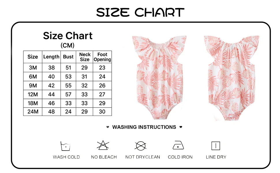1-Piece Cute Baby Girl Bodysuits Cotton Soft Newborn Flying Sleeve Onesies 0-24 Months Infant Outdoor Party Clothes