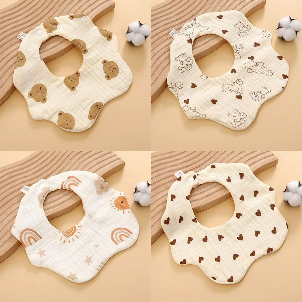Babies Accessories 6 Layer Cotton Bib Waterproof Cartoon Saliva Towel Soft Feeding Bib Newborn