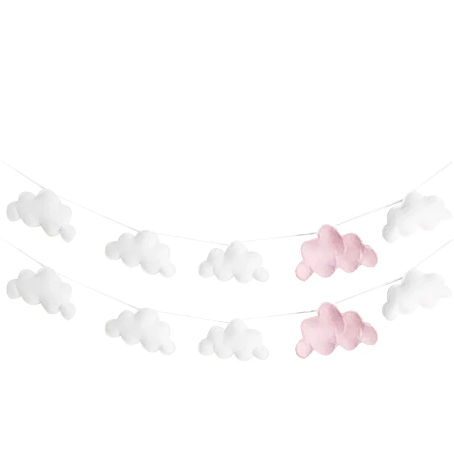 Ins Nordic Felt Cloud String Wall Hanging Decor Set 2 Piece Model Cloud String For Home Decor