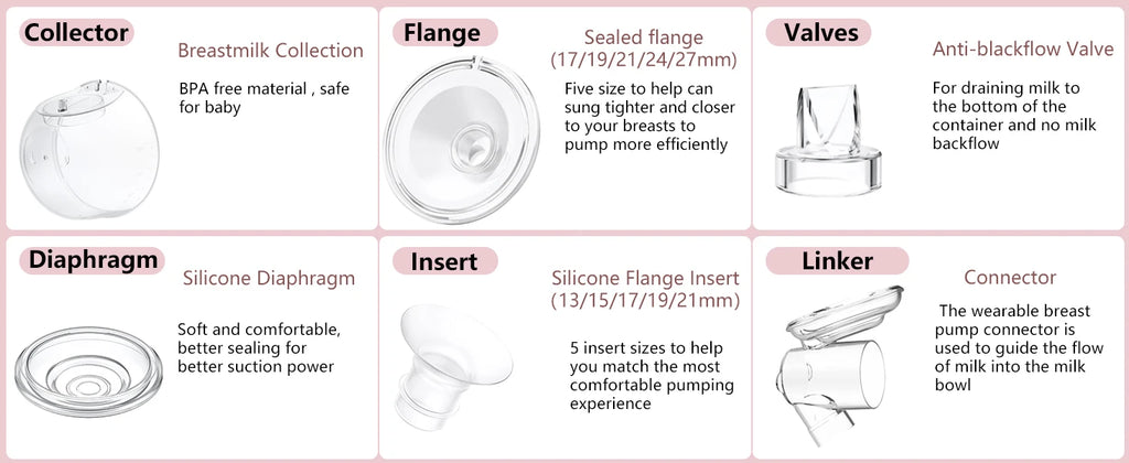 Silicone Duckbill Valve and Diaphragm,Compatible with S12/S9/S13/S15 Wearable Breast Pump Accessories, Replacement Spare Parts