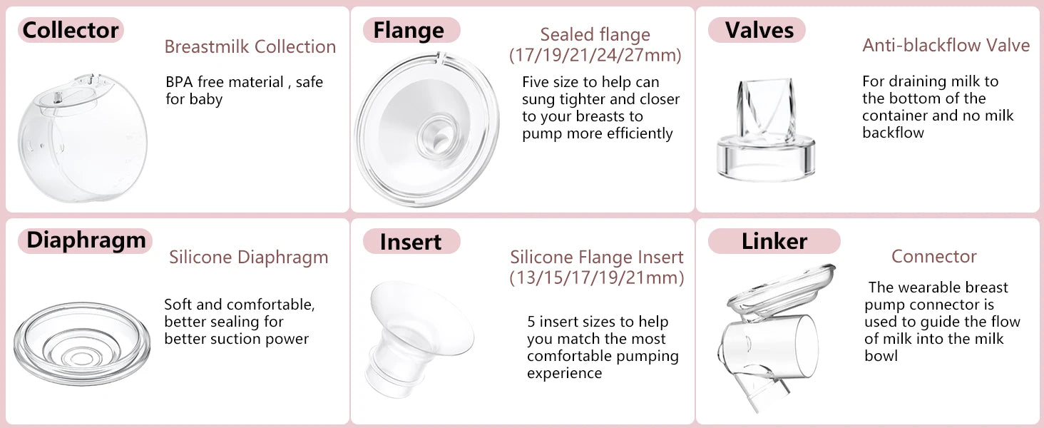 Silicone Duckbill Valve and Diaphragm,Compatible with S12/S9/S13/S15 Wearable Breast Pump Accessories, Replacement Spare Parts