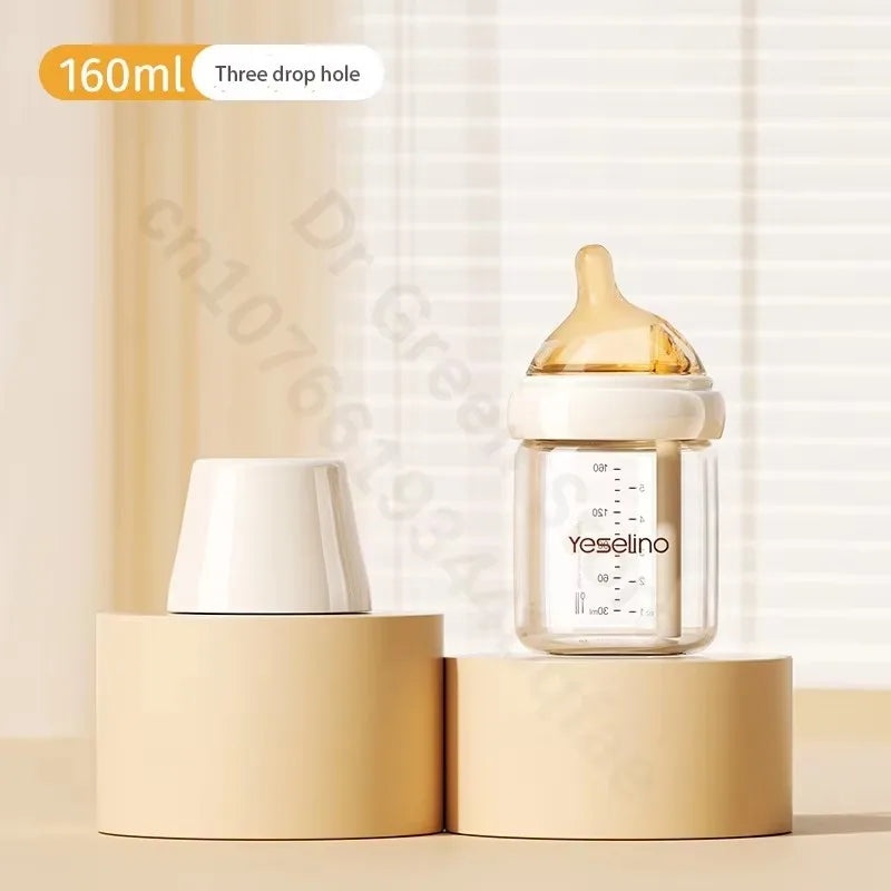 Yeselino 6th Gen anti-colic glass newborn bottle for babies 0-6 months.