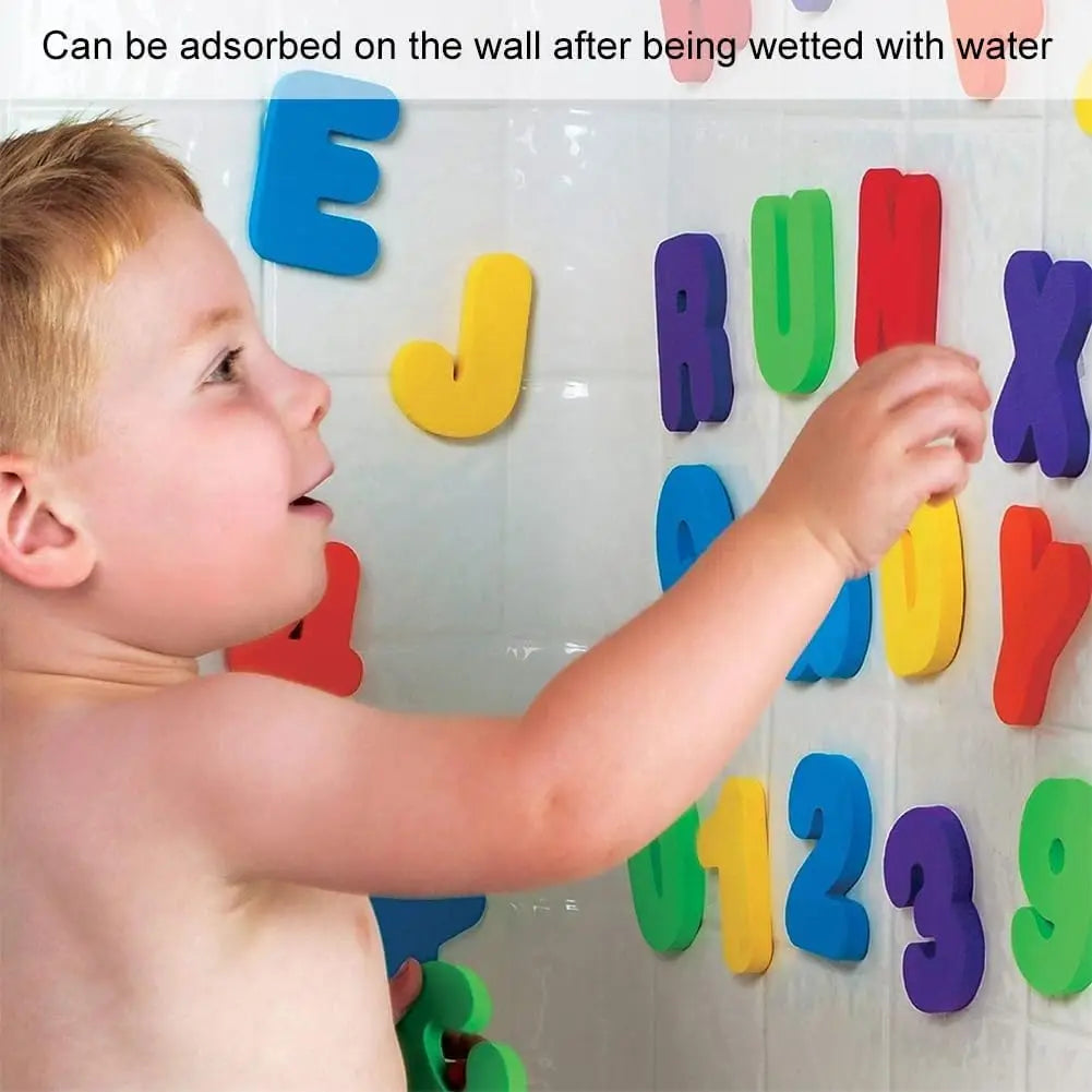 36pcs Baby Bath Toys Removable Foam Letters Numbers Shower Toys Toddler Alphabet Letters Toys Gift for Kids Educational Bathroom
