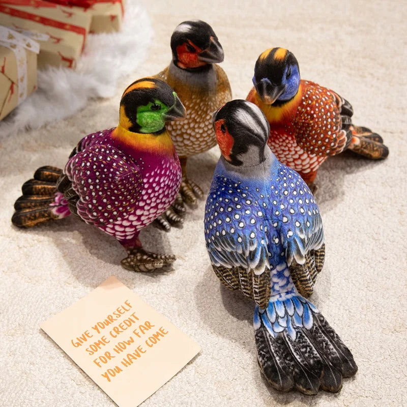 New Pretty Printing Simulation Guinea Fowl Plush Toys Cotton Stuffed Colorful Bird Doll Funny Desktop Pet Room Decor Nice Gift