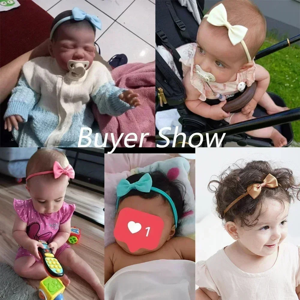 6Pcs/set Classics Ribbon Hair Bows Hair Band Lovely Casual Elastic Head Band Solid Cute Baby Bowknot Toddler Headtie