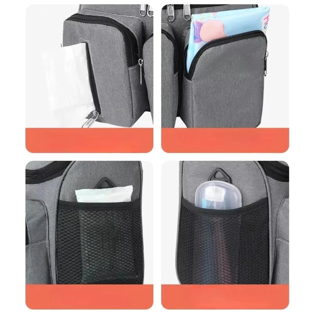 Waterproof Mommy Shoulder Bag Multi-Pocket Oxford Cloth Stroller Storage Hanging Bag Multifunctional Large Capacity