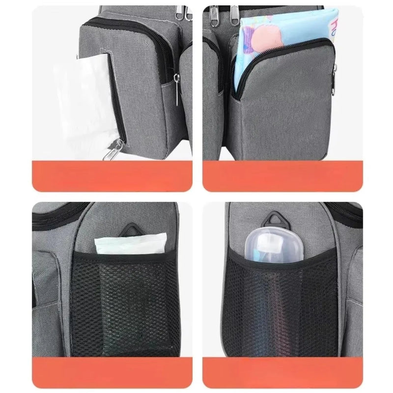 Waterproof Mommy Shoulder Bag Multi-Pocket Oxford Cloth Stroller Storage Hanging Bag Multifunctional Large Capacity