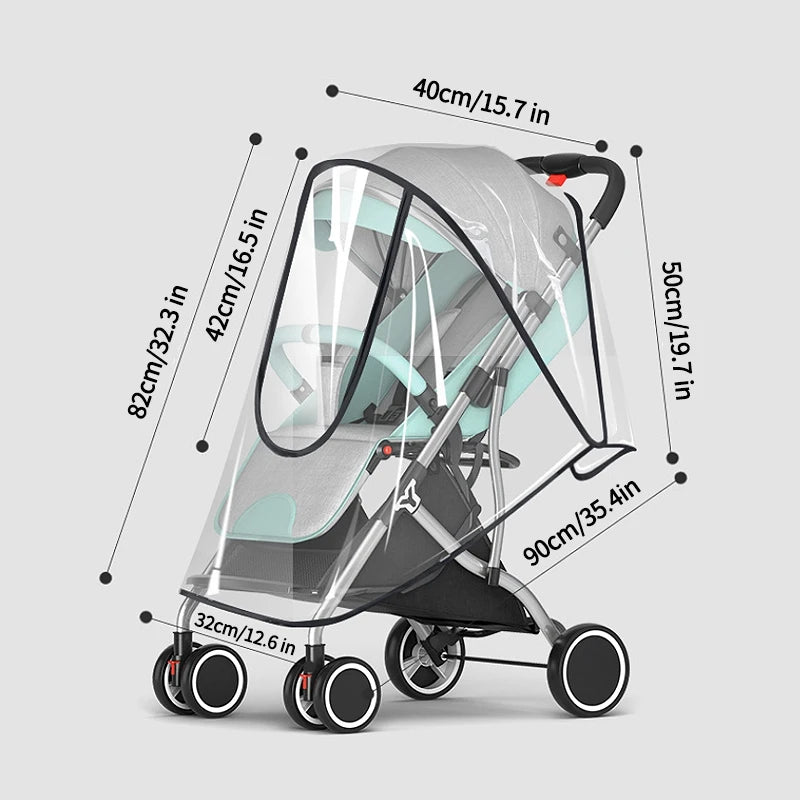 Stroller Rain Cover Transparent Wind Dust Shield Universal Trolley Umbrella Raincoat Baby Car Seat Cover Sunshade Breathable