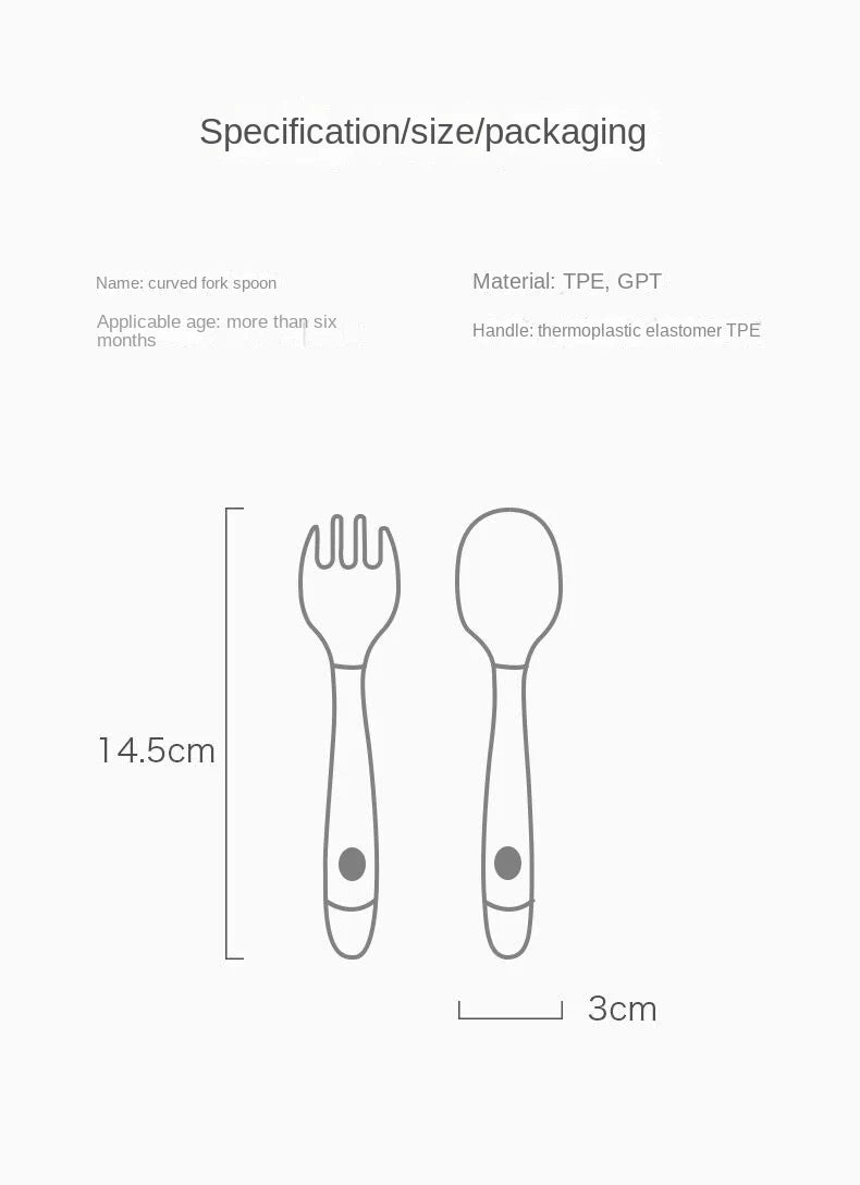 Baby Children Spoon Fork Set Soft Bendable Silicone Scoop Fork Kit Tableware Toddler Training Feeding Cutlery Utensil1PC