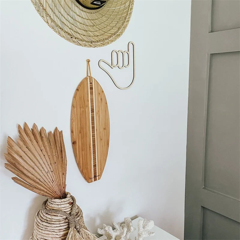 Scandinavian-Inspired Wooden Gesture Wall Art - Handmade Decor