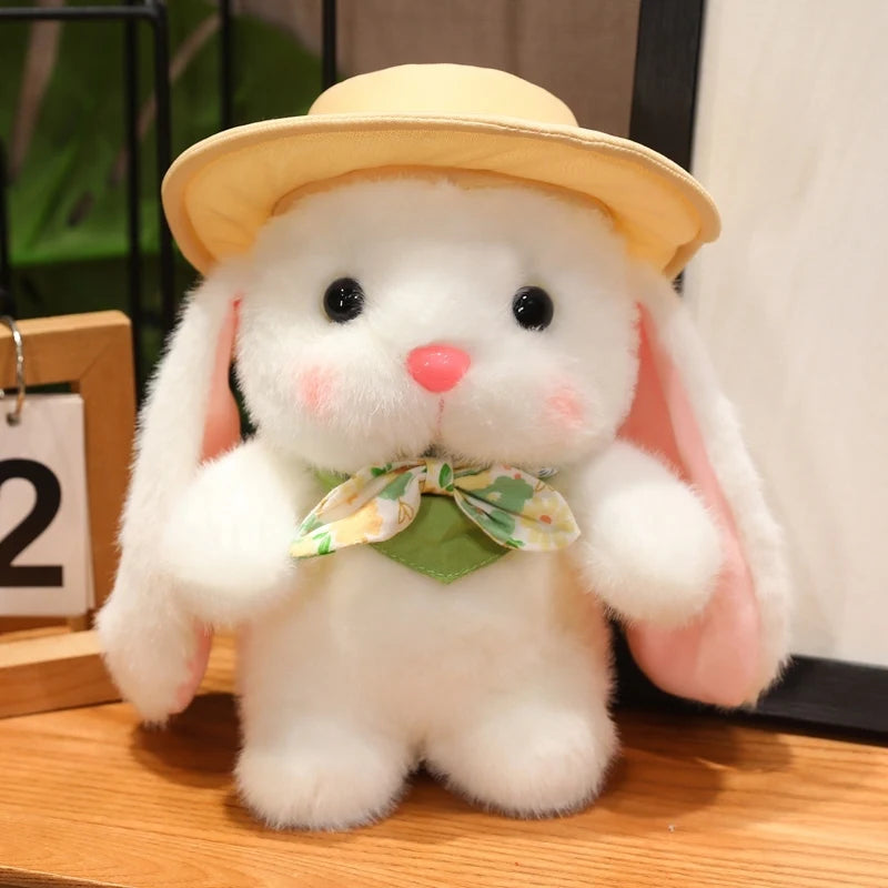 Hot Lovely Bunny Plush Toy For Children Gentle Cartoon Fluffy Companion Sun Hat Edition Outing Trip Doll