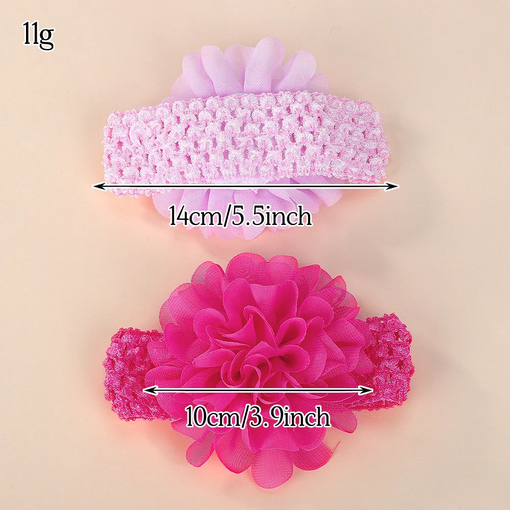 9Pcs/set 0-3Y Headbands Chiffon Flower Soft Strecth Hair Band Handmade for Baby Newborns Head Tie Infants Babe Hair Accessories