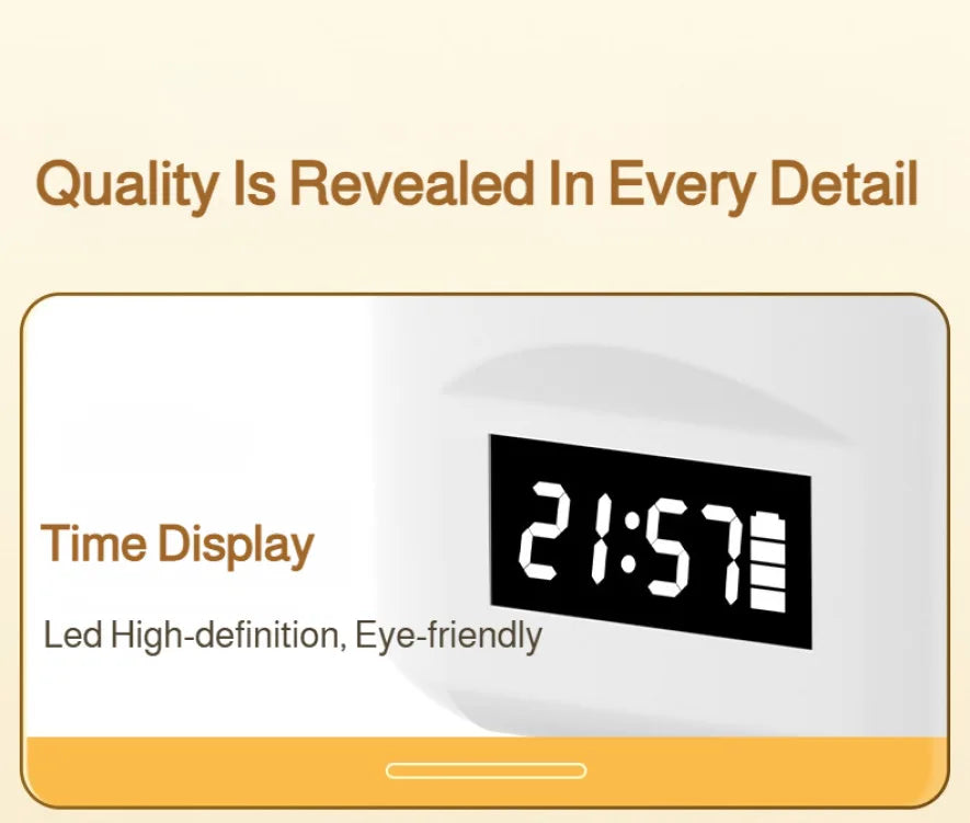 LED Bedside Lamp with Clock Display Touch Control Dimmable Night Light USB Rechargeable for Bedroom Baby Feeding