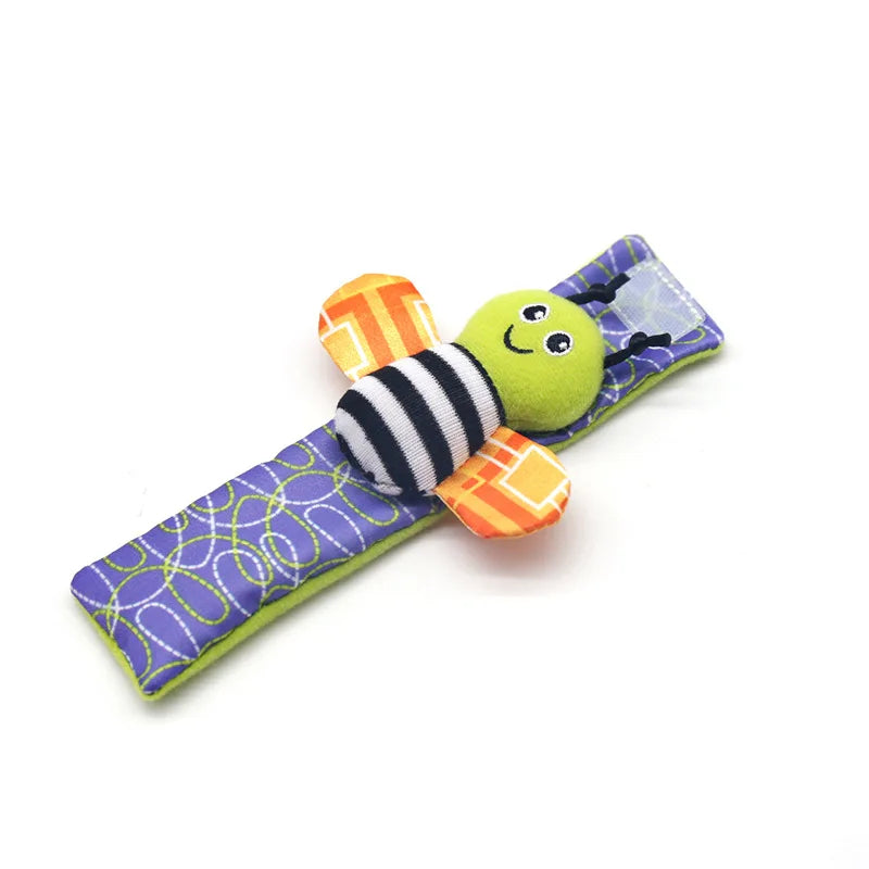 4Pcs Baby Toy 0-12 Months Baby Rattles Toys Animal Socks Wrist Strap +Rattle Baby Foot Socks Bug Wrist Strap Toddler Socks