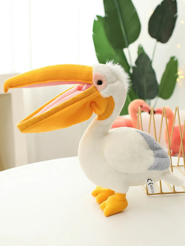 New Cartoon Pelican Plush Toys Realistic White Pelican Stuffed Bird Animal Soft Dolls Promotional Cheap Christmas Birthday Gifts