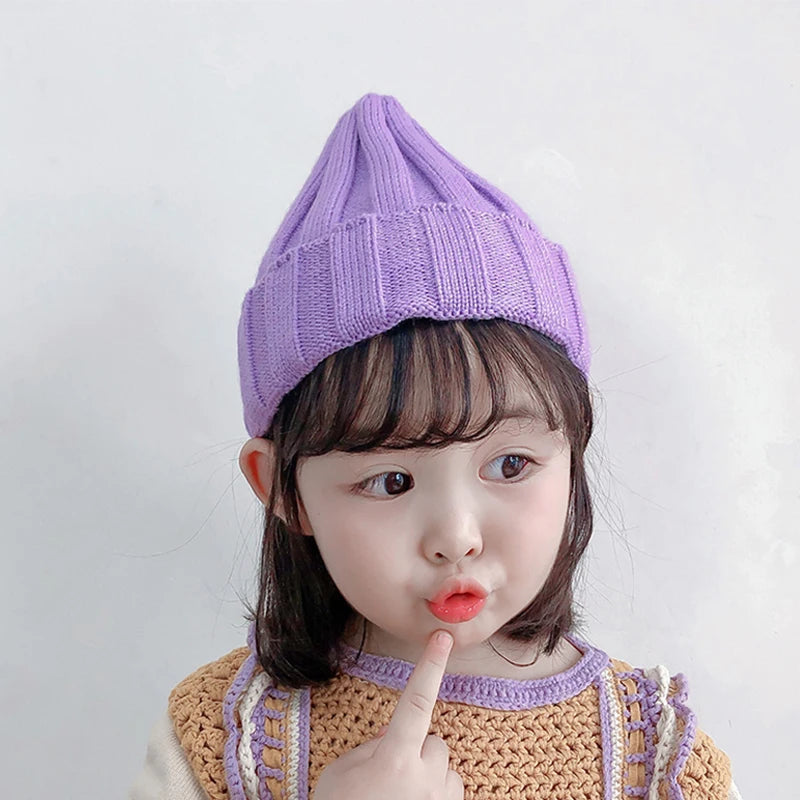 Winter Baby Knitted Hat for Girls Boys Infant Bonnet Toddler Cap Kids Beanie Candy Color Elastic Children Hats Accessories 1-5Y