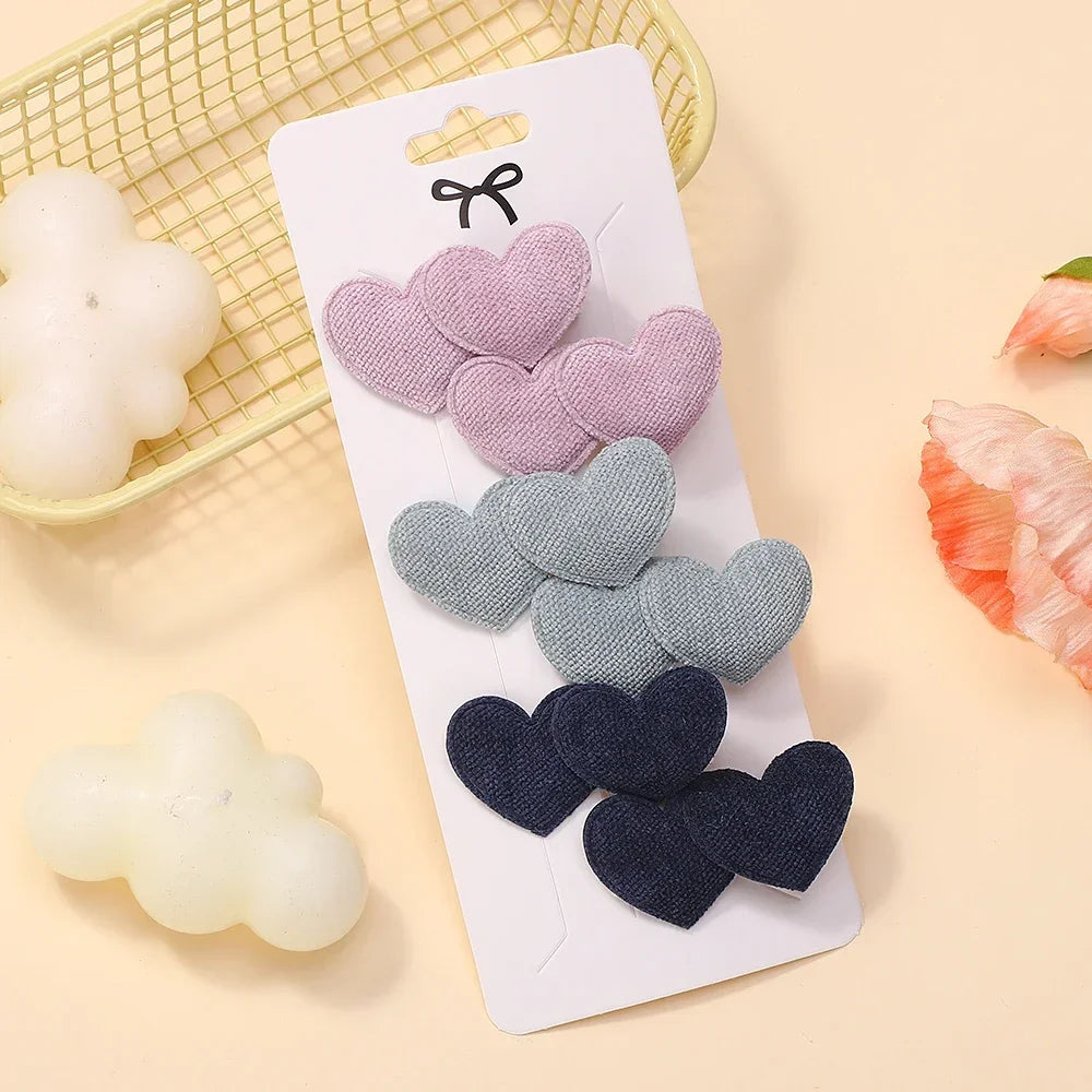 6Pcs Heart Designs Sweet Hair Clips Cute Headwear Mini Clips Kids Girls Outdoor Wear Lovely Hair Accessories Gifts