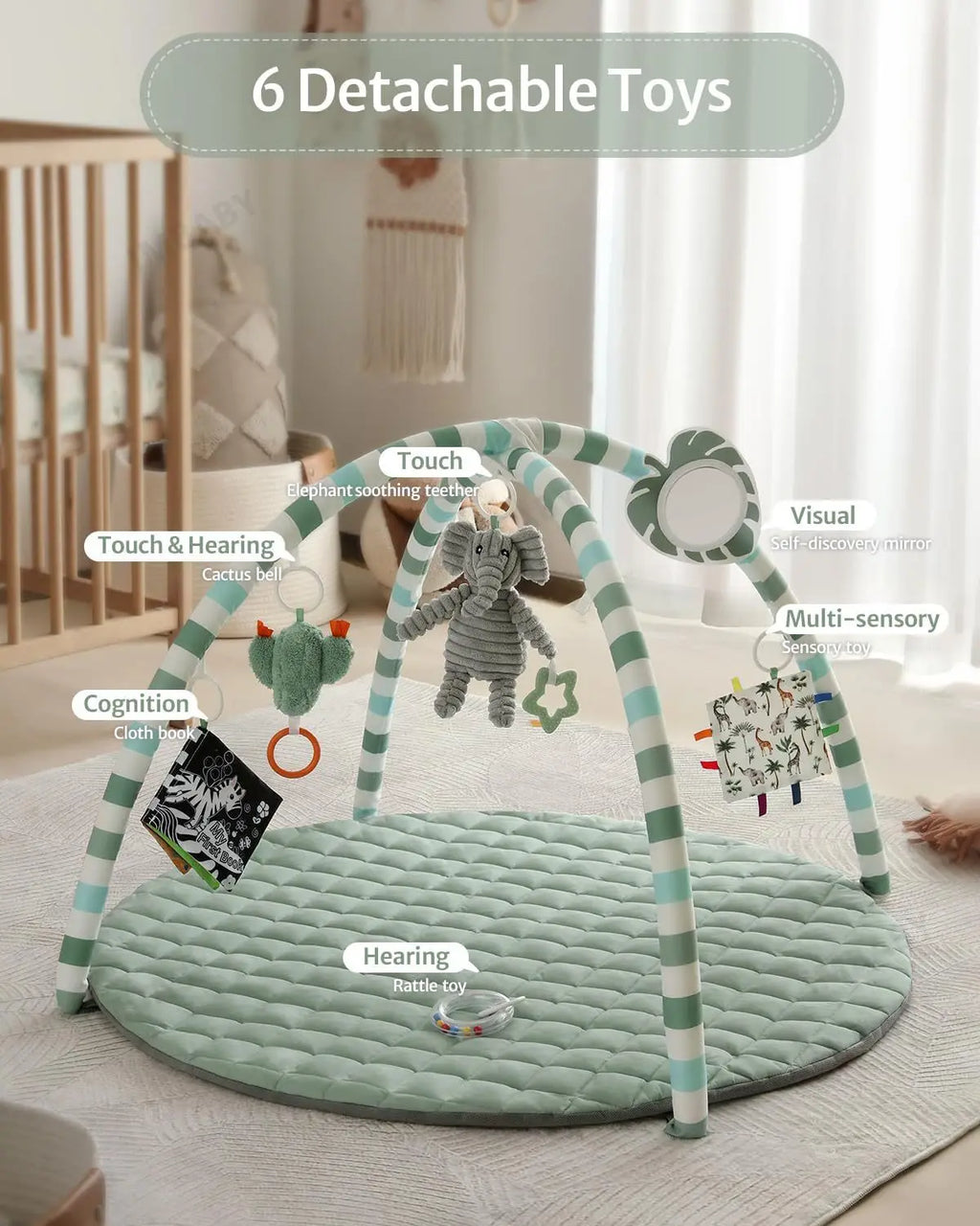 Multi-functional Baby Fitness Stand with Music Gym Activity, Comfort Toy, Blanket Pad, Early Education 0-36 Months, Newborn Gift