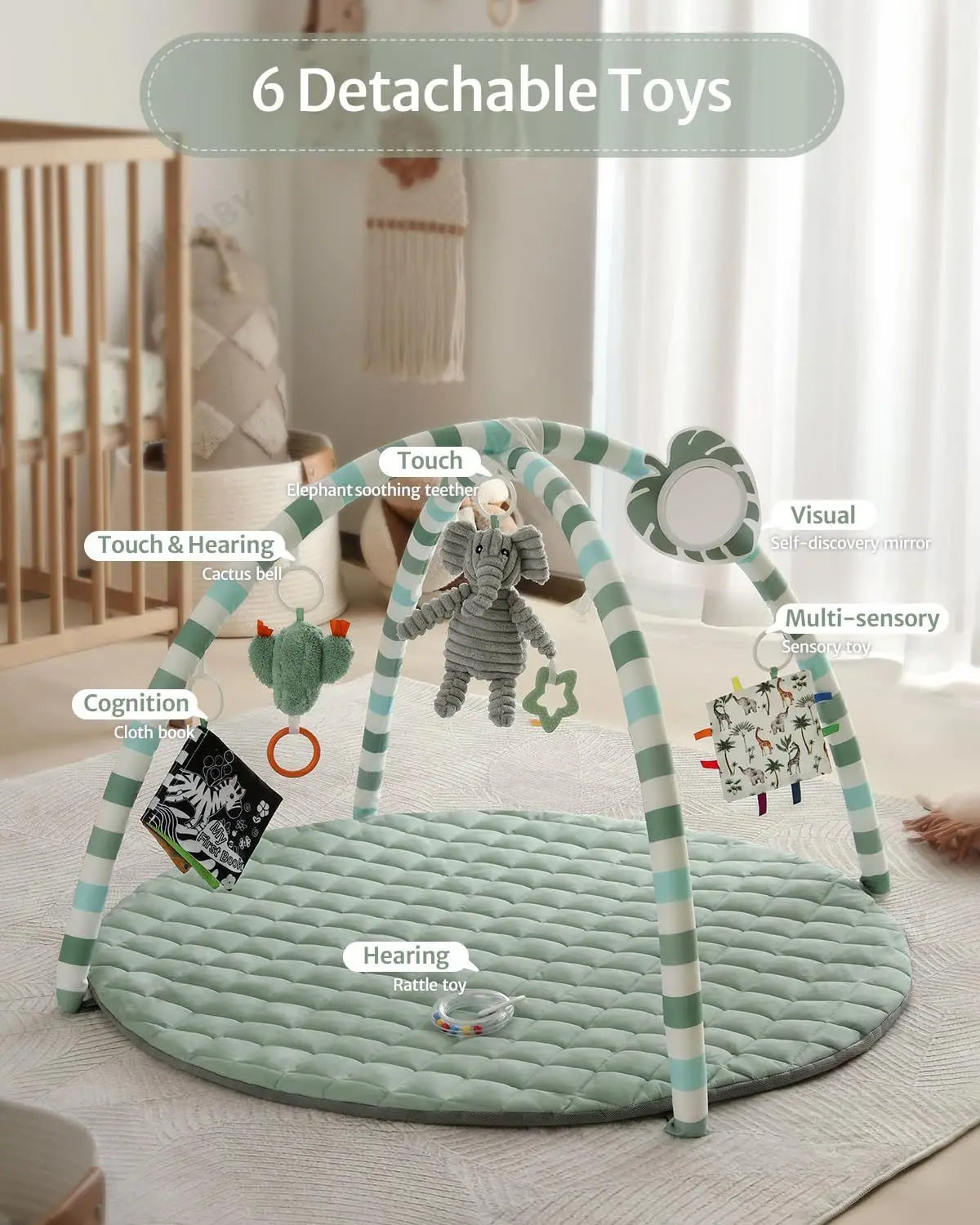 Multi-functional Baby Fitness Stand with Music Gym Activity, Comfort Toy, Blanket Pad, Early Education 0-36 Months, Newborn Gift
