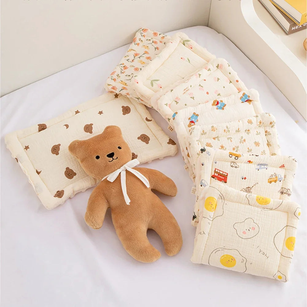 Baby Pillow 0-12 Months Baby Bean Velvet Pillow Cushion Four Seasons General Cotton Gauze Breathable Infant Pillow