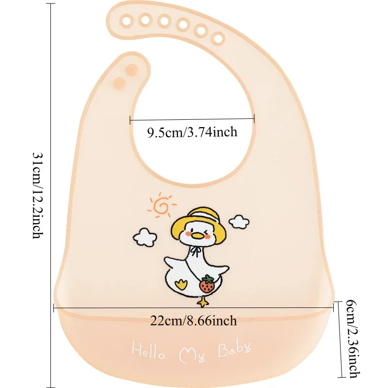 Cute Cartoon Animal Printed Baby Bibs Waterproof Kids Bib Dirtproof Girl Boy Adjustable Soft Silicone Bib Baby Feeding Stuff