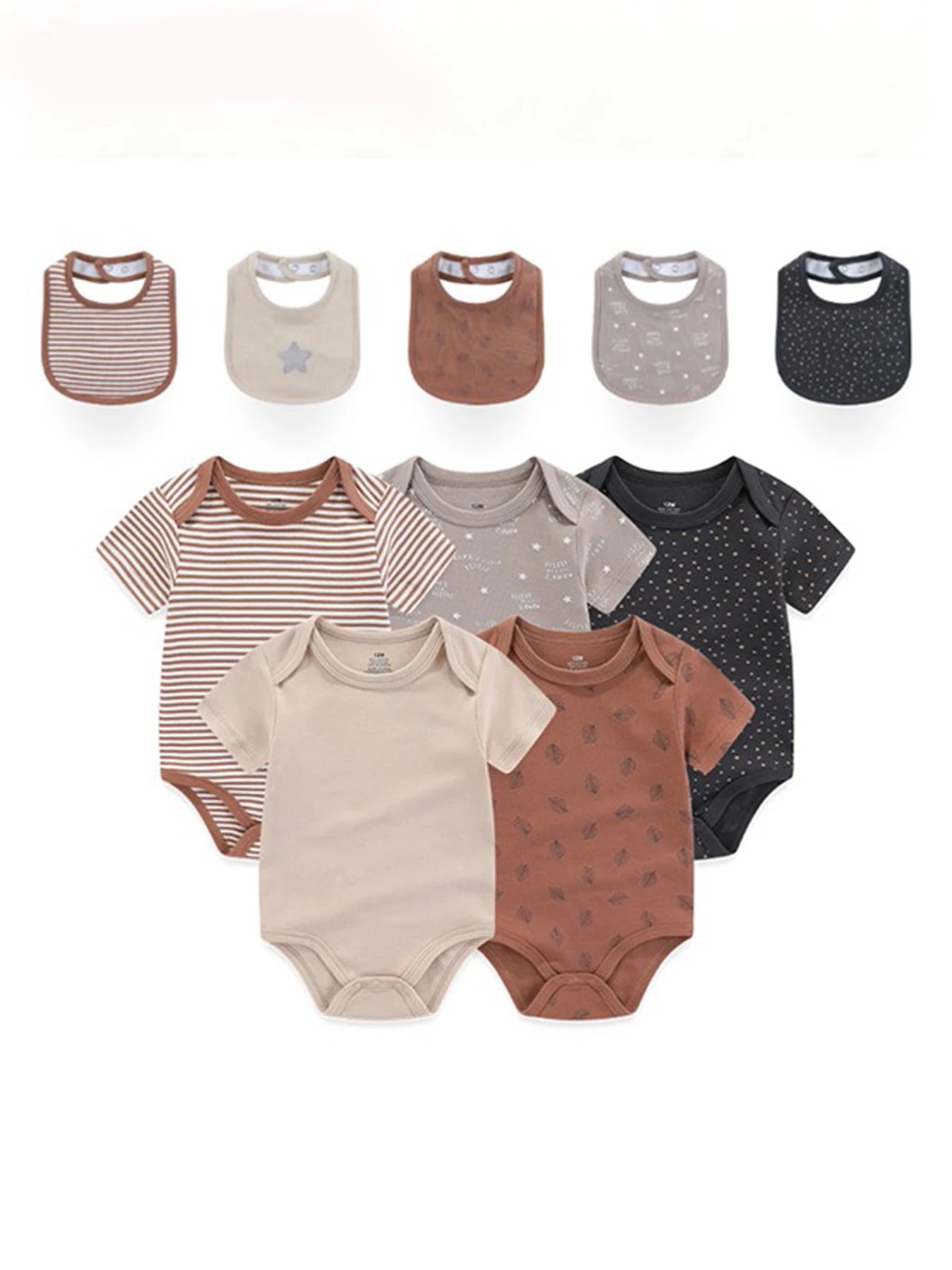 Bebe 10 Pack Baby Bodysuits And Bibs Set Unisex 0 12 Months Summer Newborn Clothing
