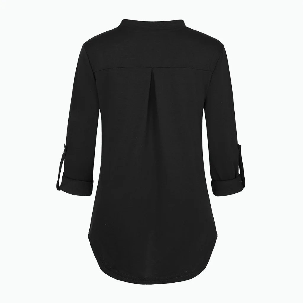 Women's Maternity Breastfeeding T-shirt V-Neck Solid Color Long Sleeve Nursing Tops Clothes for Pregnant Women