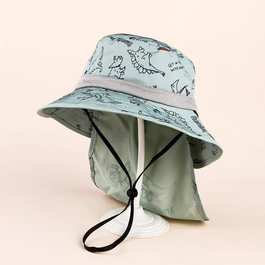 INSForeign Trade Dinosaur Print Sun Hat Uv Protection For Kids Size Coded Two Sizes