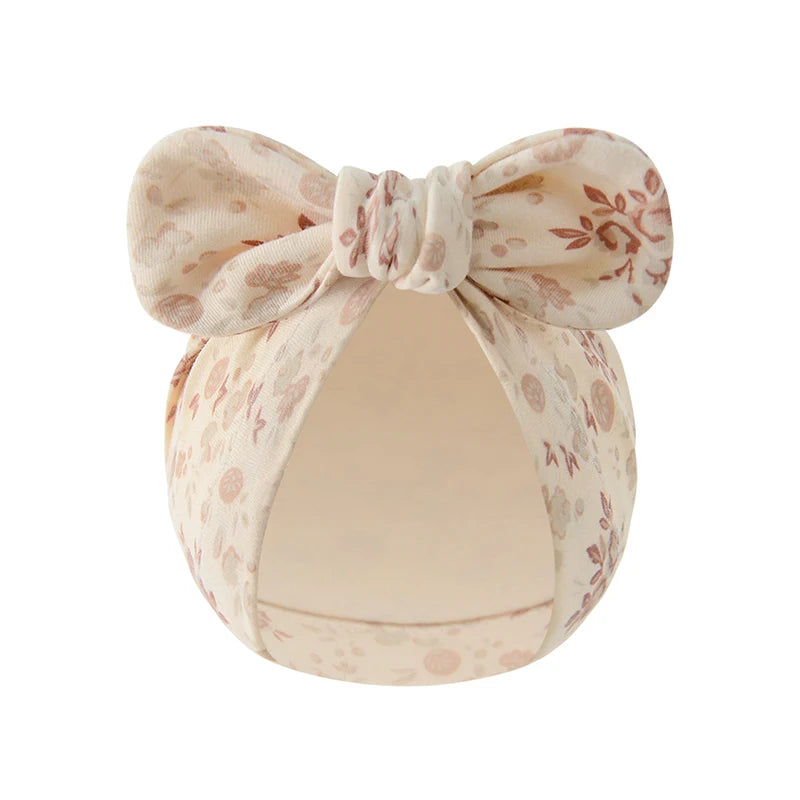 3Pcs Print Bow Baby Turban Cap 0-10Month Newborn Elastic Headscarf Beanie Soft Cotton Infant Indian Hat Kids Hair Accessories