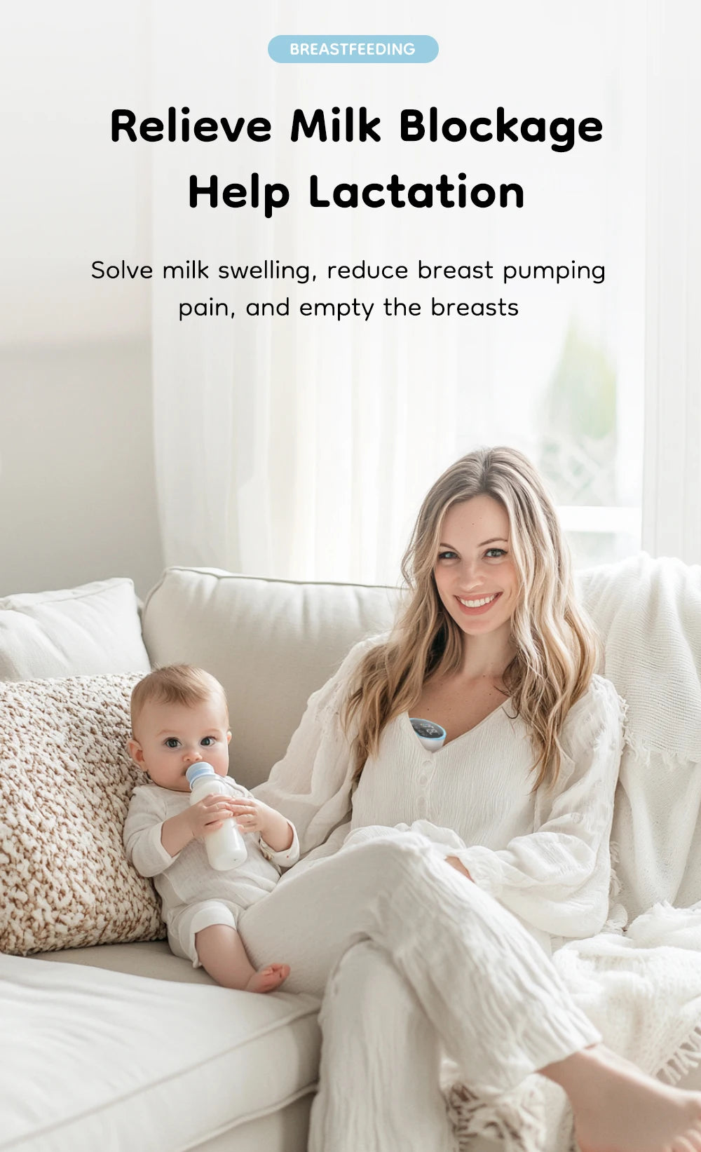 MAMIJOY 2PCS Wearable Electric Breast Pumps 4 Modes＆12 Levels Hands Free Breast Pump 40dB Low Noise Free 19/24mm Flange DEB26D