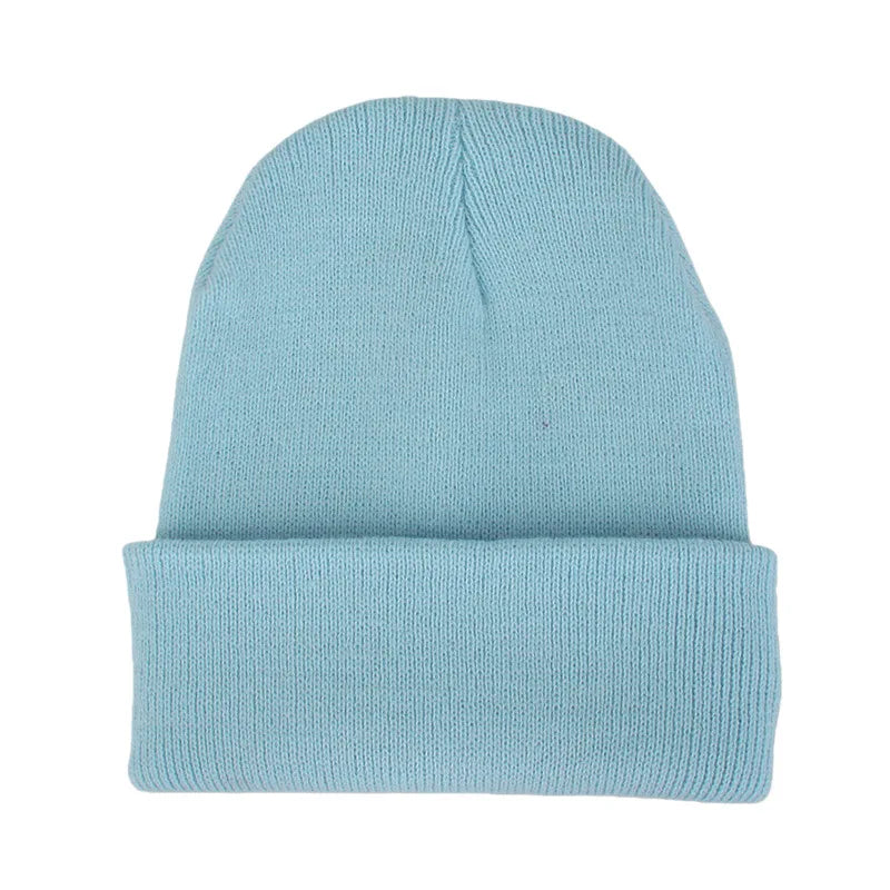 Knitted Hat For Men And Women Warm Beanie Model M01 Solid Color Rolled Edge