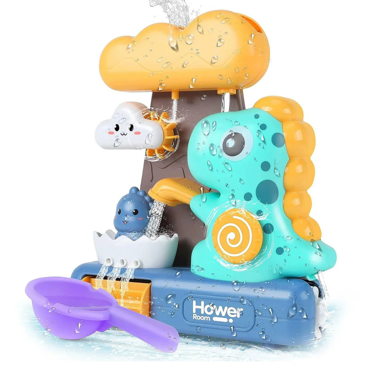 Baby Bath Toys Spray Toy for Kids Cartoon Dinosaur Suction Cup Dinosaur Bath Toys for Toddlers Animal Sprinkler Waterwheel Water