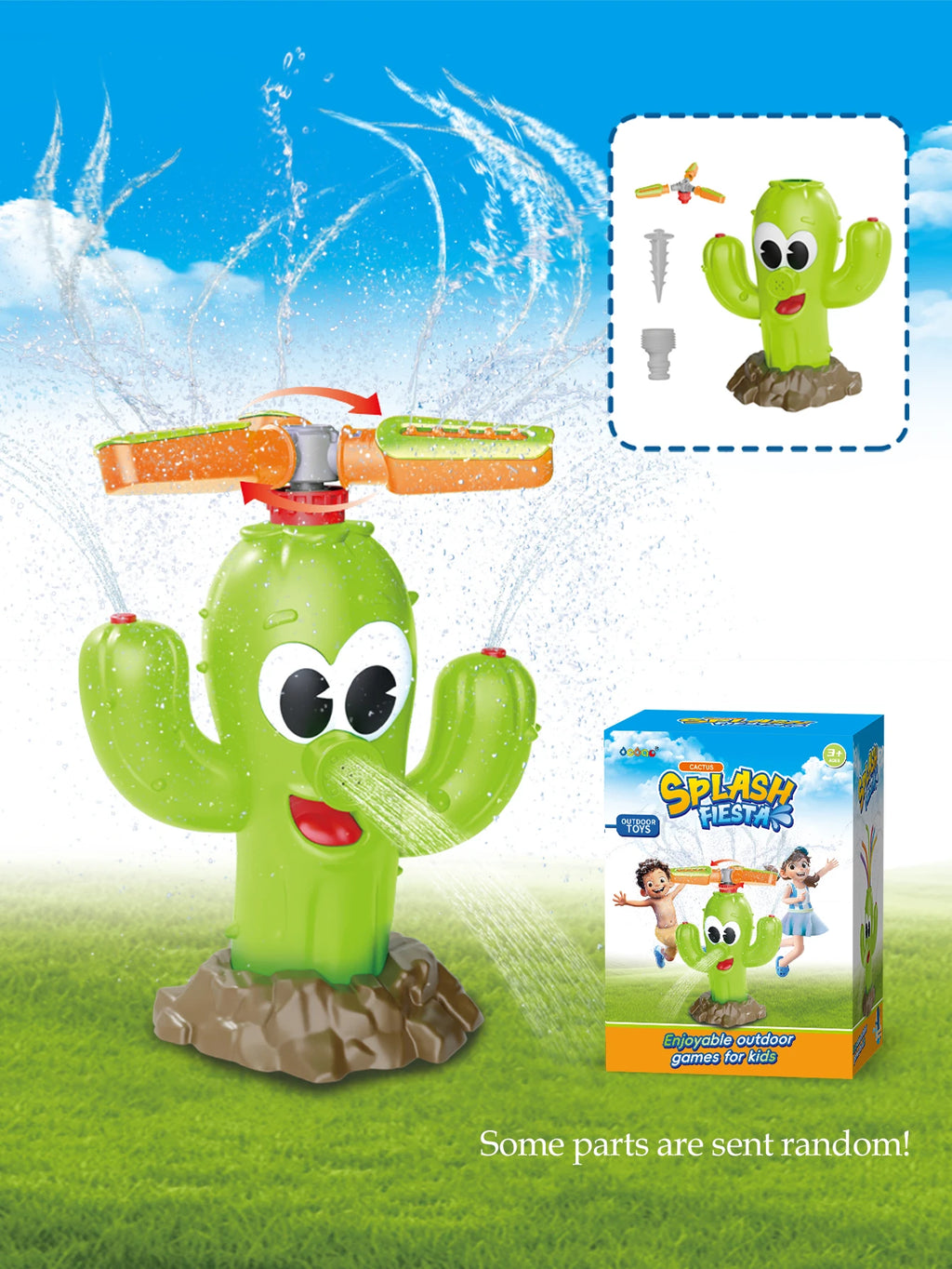 Cactus Sprinkler Outdoor Water Spray Toys, Summer Outside Backyard for Kids Playing Water Games Sprinkler Set Gifts