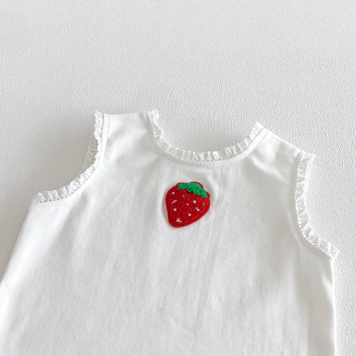 Summer Two-Piece Set for Baby Girls: Strawberry-Themed Vest and T-Shirt with Blooming Flower Pants, Stylish and Trendy