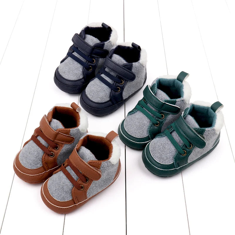 2025 Year New High-Top Trendy Fuzzy Shoes With Soft Rubber Sole Baby Shoes Baby Size Shoes Toddler Shoes Casual Walking Shoes