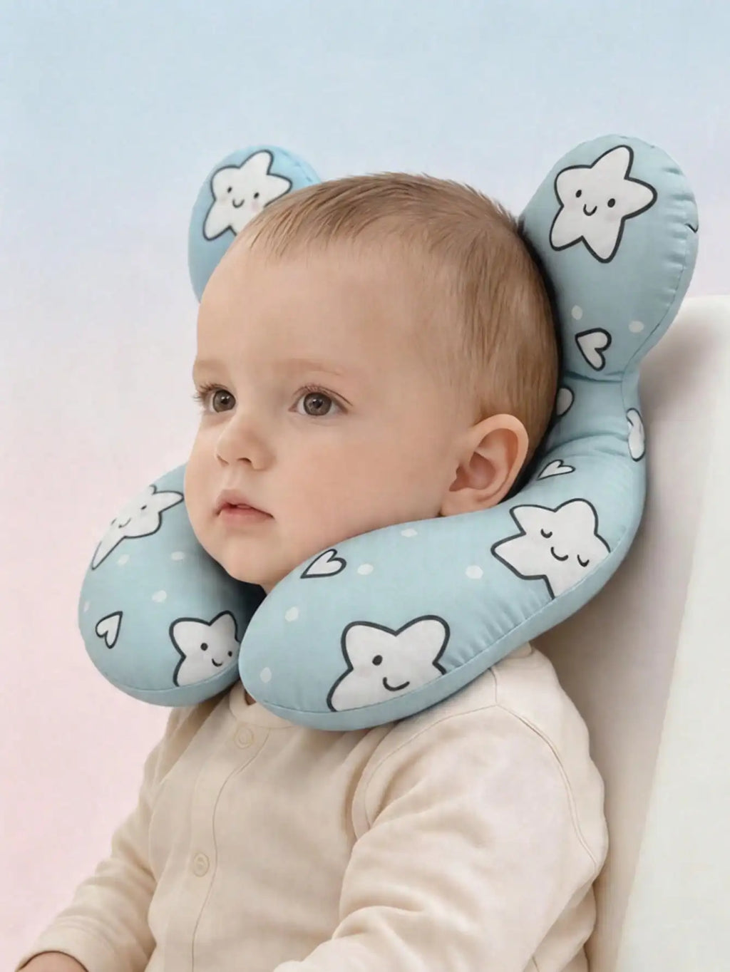 1Pc Baby U-Shaped Pillow, Infant Travel Neck Pillow, Soft-Breathable-Cute Cartoon Pattern, Soft Baby Head Support Cushion, Suitable for Car Seats, Strollers, and Travel