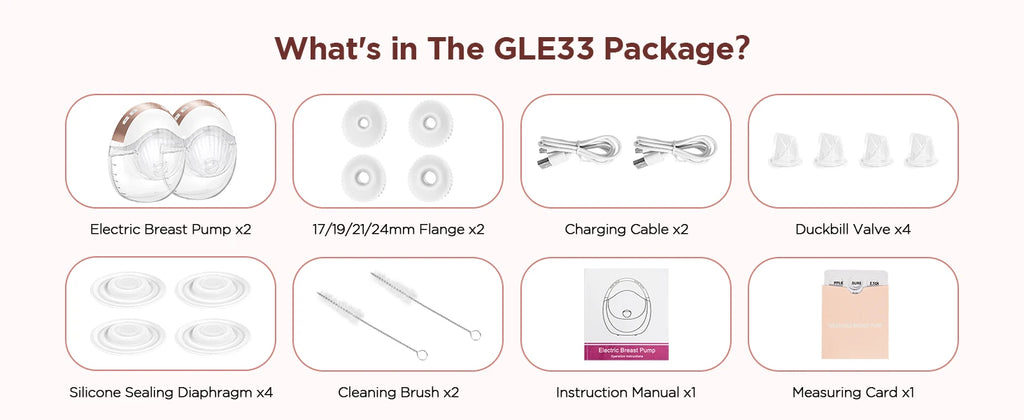 2pcs Hands Free Electric Breast Pump, Pain-Free, BPA-Free, Quick Installation 3 Modes and 12 Levels with 17/19/21/24 mm Flanges