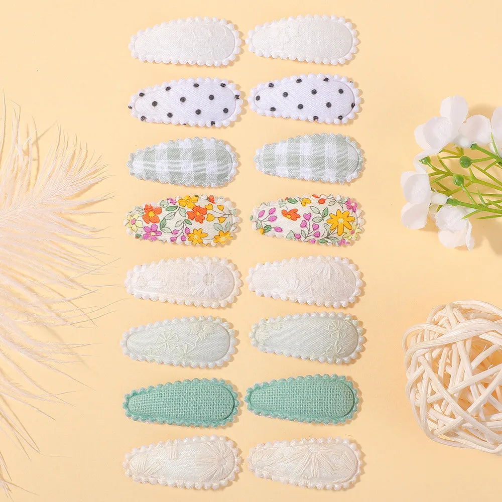 BABY BOWS 16Pcs/set Sweet Mini Hair BB Hairclips Set for Kids Girls Lovely Hairbangs Barrette Fresh Printing Hairgripes Gift Set