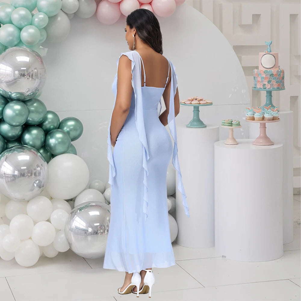 Maternity Summer Photography Dress Streamer Sexy Sleeveless Backless Gown for Baby Shower Photoshoot