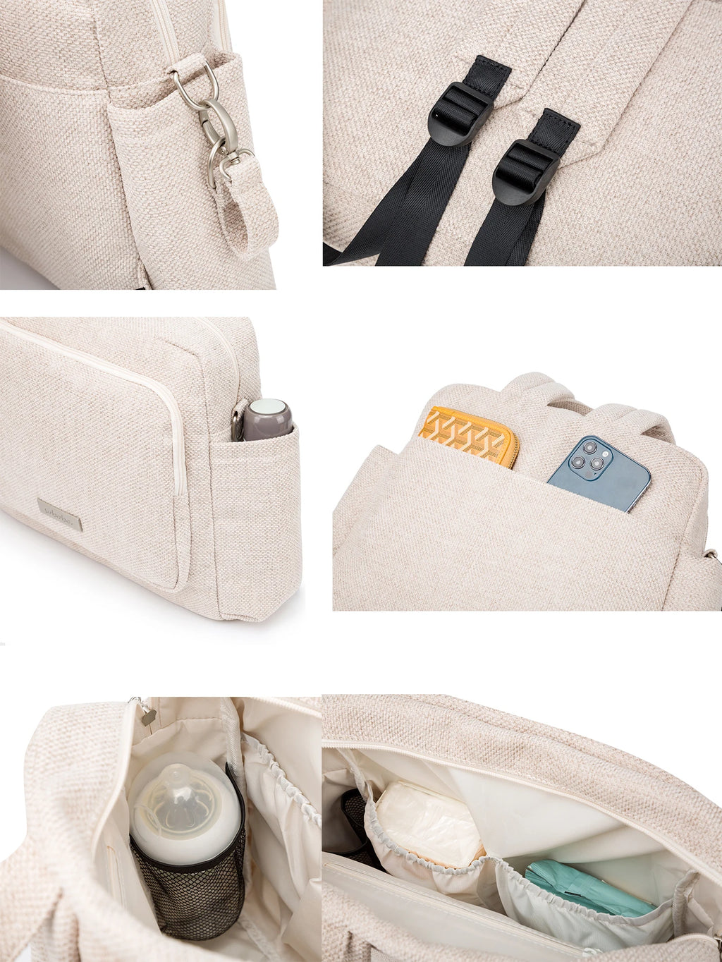 Soboba 2023 New Diaper Bags for Mother Waterproof Large Capacity Solid Polyester Diaper Backpacks Travel Bag for Newborn Baby