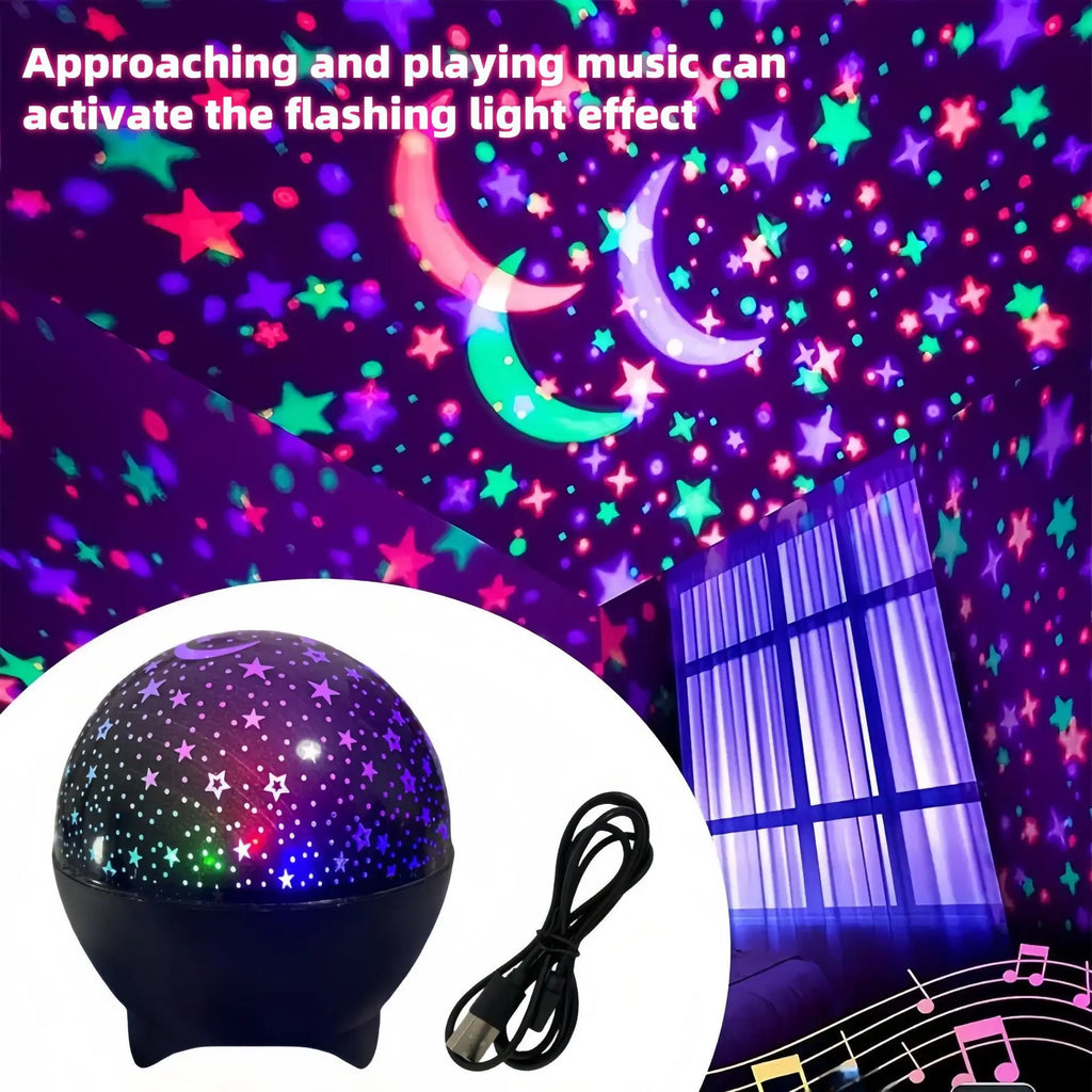 LED Night Light Starry Sky Galaxy Moon Projector Light Auto Color Changing USB 5V RGB Ambient Light for Kids Room Birthday Party