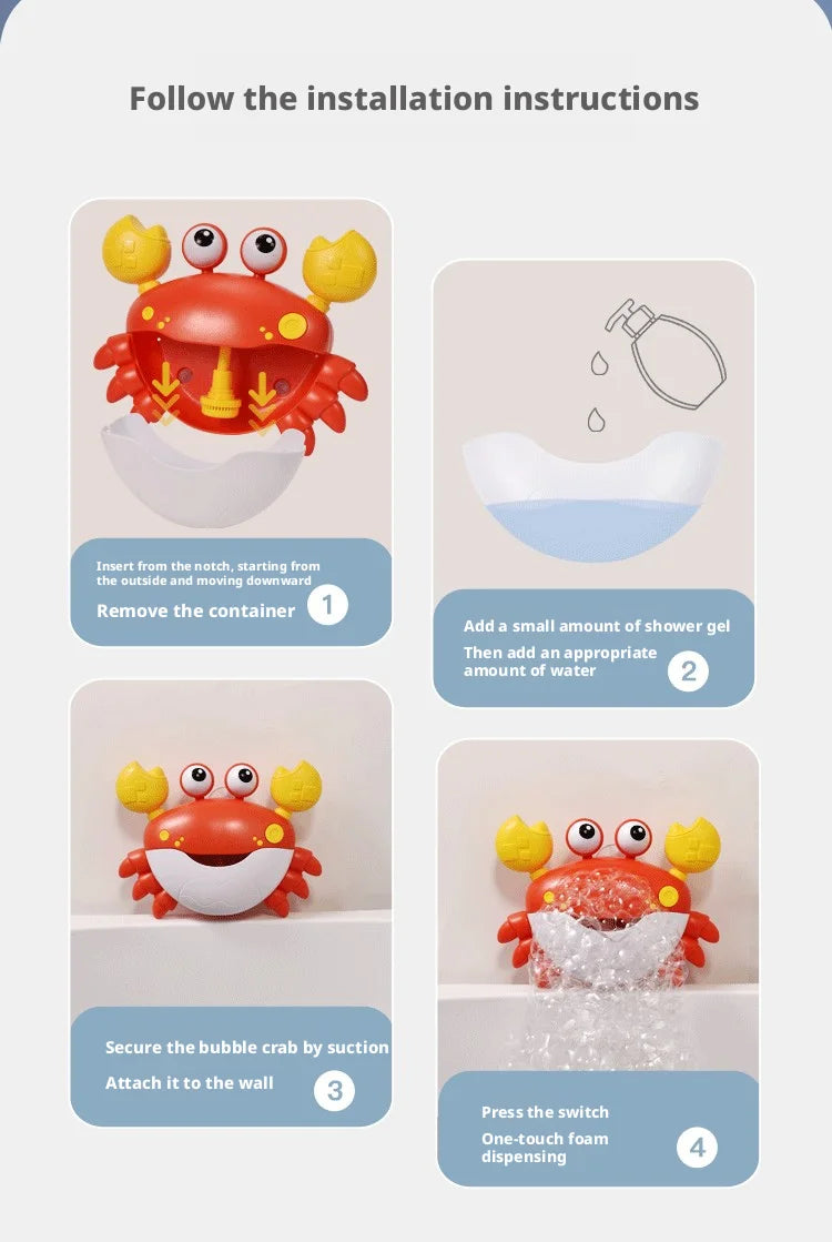 Blowing Bubble Baby Bath Toys Bathtub Soap Machine Blowing  Cute Cartoon  Crab Bathroom Swimming Pool Toys Outdoor Foam Maker