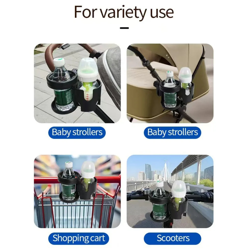 Anti-slip 2 in 1 Baby Stroller Cup Holder Easy To Install Adjustable Kids Cup Stand Black Non-slip